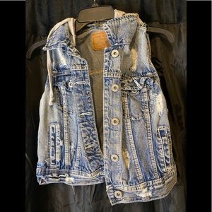 Sleeveless Jean Jacket with Hoodie